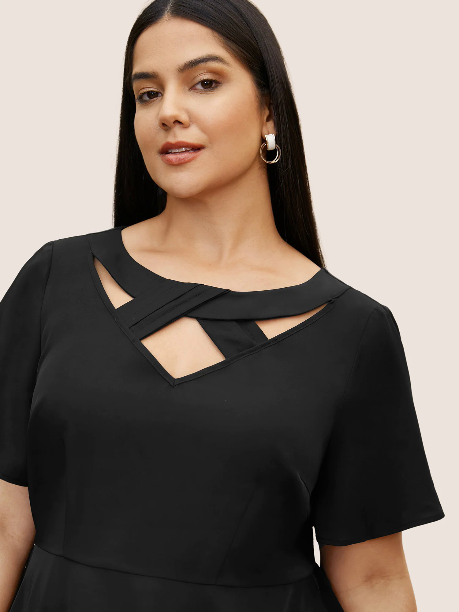Plain Cut Out Gathered Flutter Sleeve Blouse Plain Cut Out Gathered Flutter Sleeve Blouse