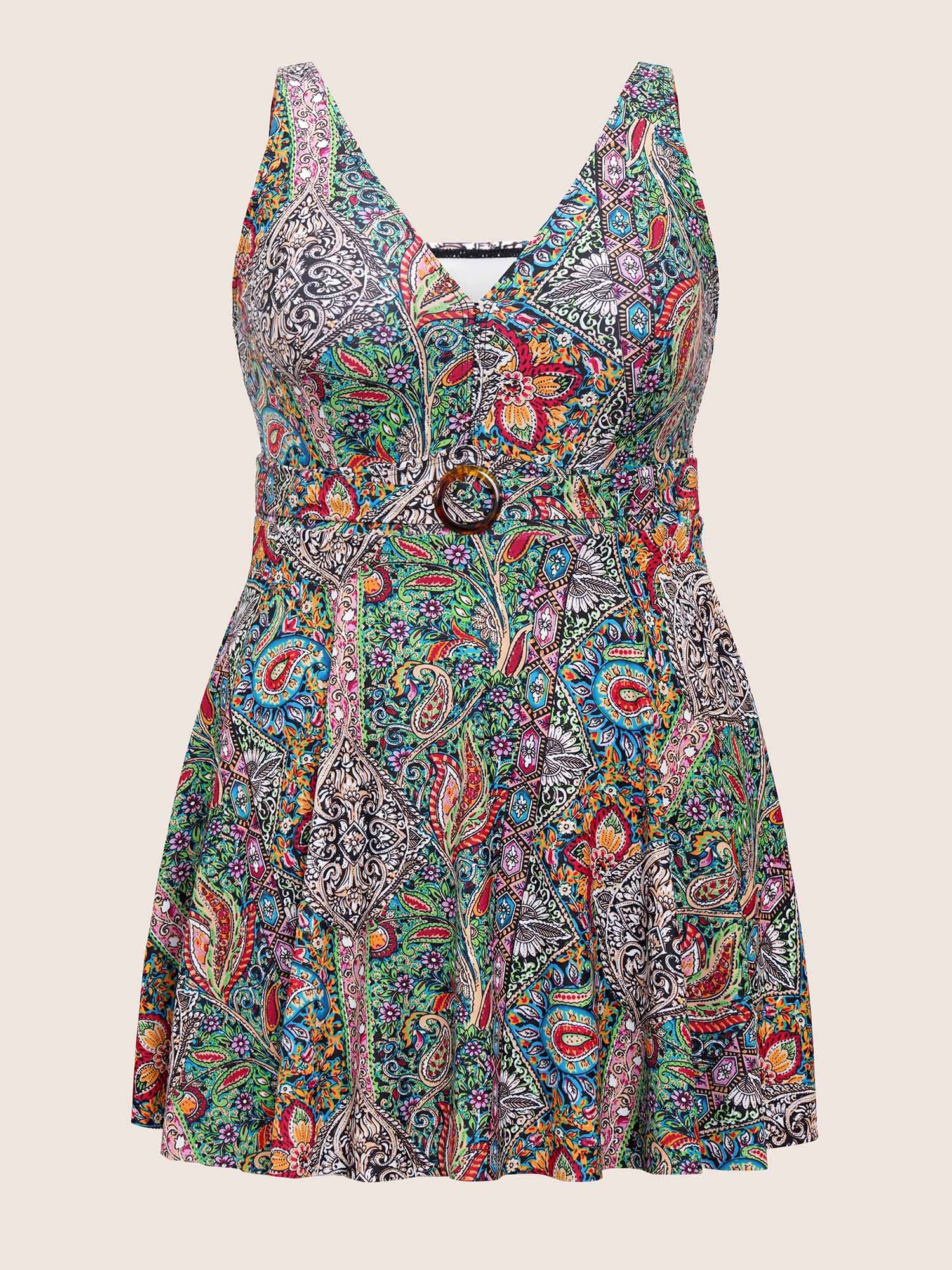 Bandana Print Buckle Detail Gathered Swim Dress Bandana Print Buckle Detail Gathered Swim Dress