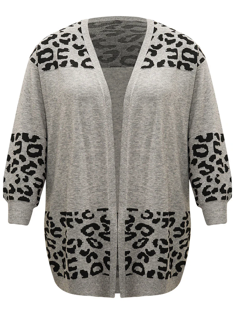 Supersoft Essentials Leopard Contrast Elastic Cuffs Pullover Supersoft Essentials Leopard Contrast Elastic Cuffs Pullover