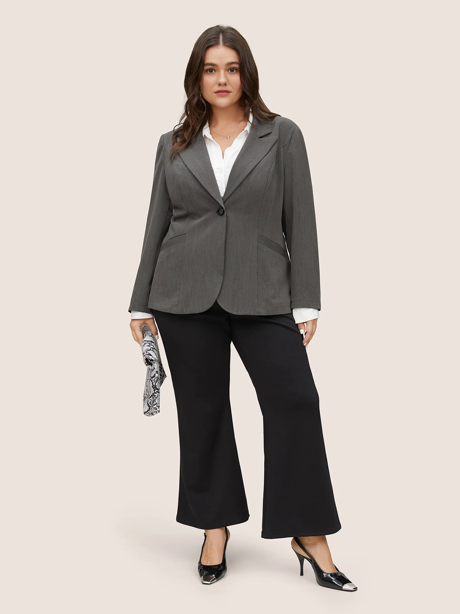 Plain Suit Collar Pocket Regular Fit Blazer Plain Suit Collar Pocket Regular Fit Blazer