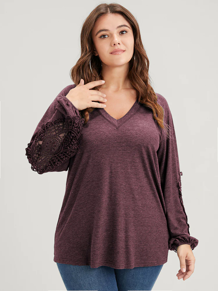Solid Cut Out Eyelet Lace Long Tee Solid Cut Out Eyelet Lace Long Tee