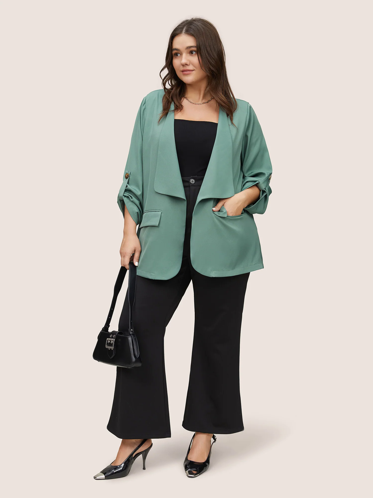 Lapel Collar Flap Pocket Tab Sleeve Blazer Lapel Collar Flap Pocket Tab Sleeve Blazer