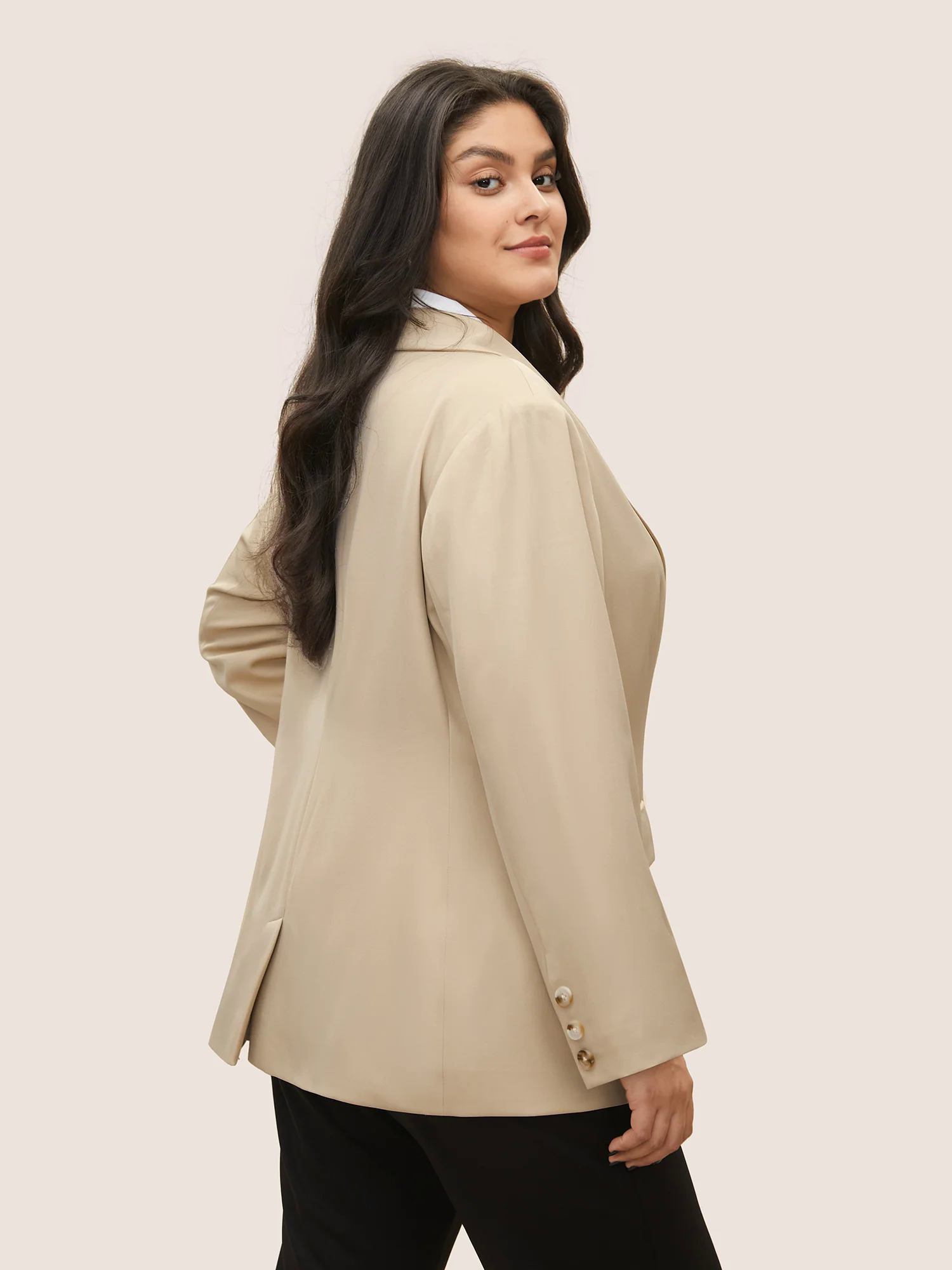 Anti-Wrinkle Suit Collar Flap Detail Blazer Anti-Wrinkle Suit Collar Flap Detail Blazer