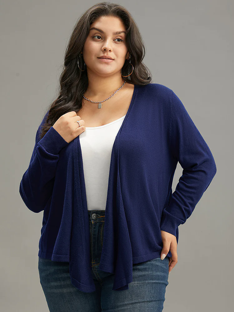 Supersoft Essentials Asymmetrical Hem Elastic Cuffs Cardigan Supersoft Essentials Asymmetrical Hem Elastic Cuffs Cardigan