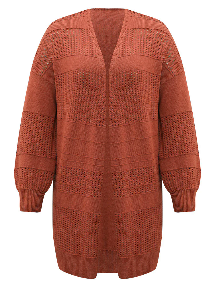 Plain Open Front Lantern Sleeve Cardigan Plain Open Front Lantern Sleeve Cardigan