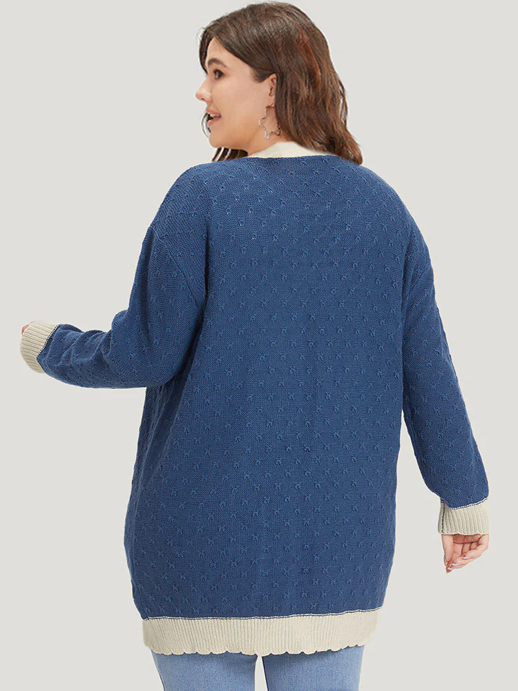 Two Tone Textured Button Through Cardigan Two Tone Textured Button Through Cardigan
