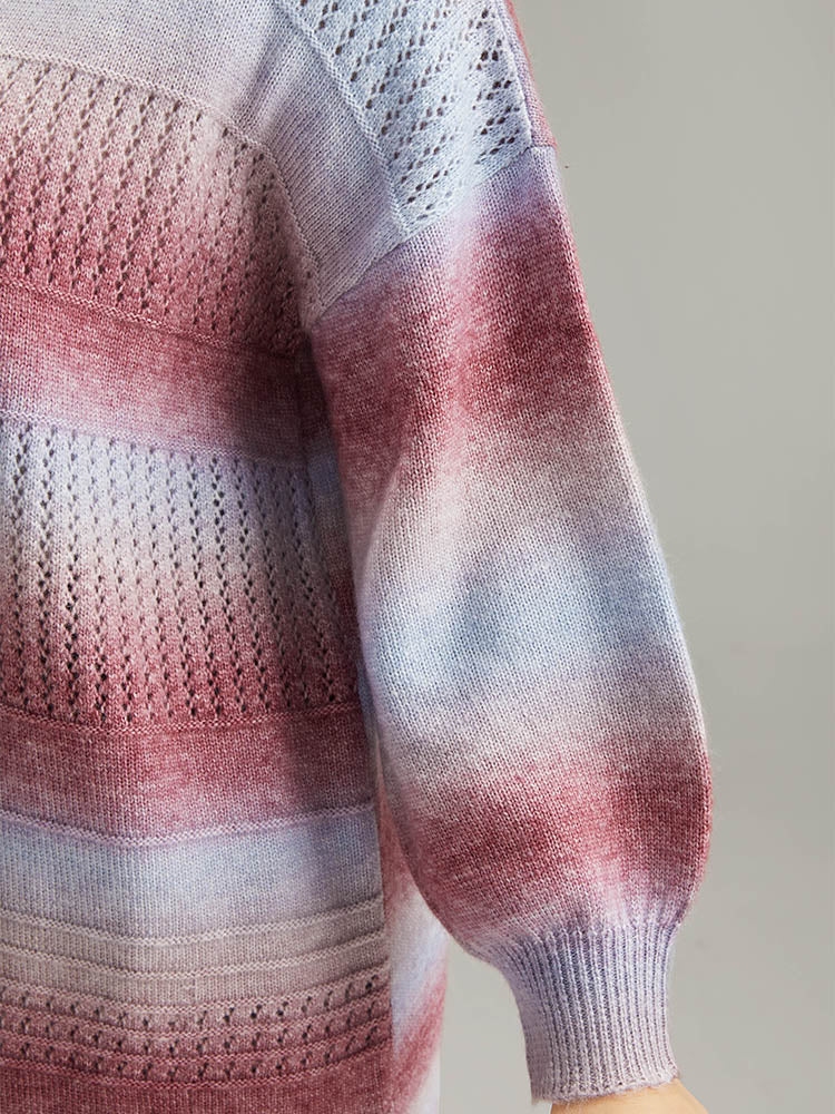 Ombre Elastic Cuffs Open Front Cardigan Ombre Elastic Cuffs Open Front Cardigan