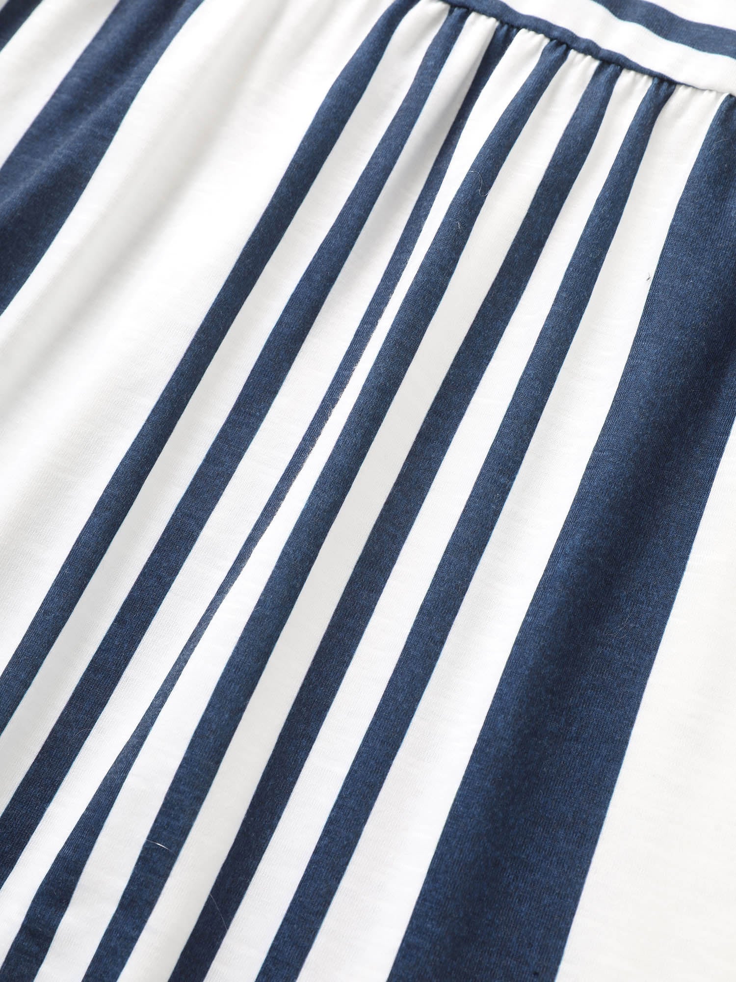 Striped Print Elastic Waist Round Neck T-shirt Striped Print Elastic Waist Round Neck T-shirt