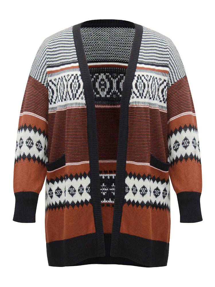 Bandana Print Open Front Patched Pocket Cardigan Bandana Print Open Front Patched Pocket Cardigan