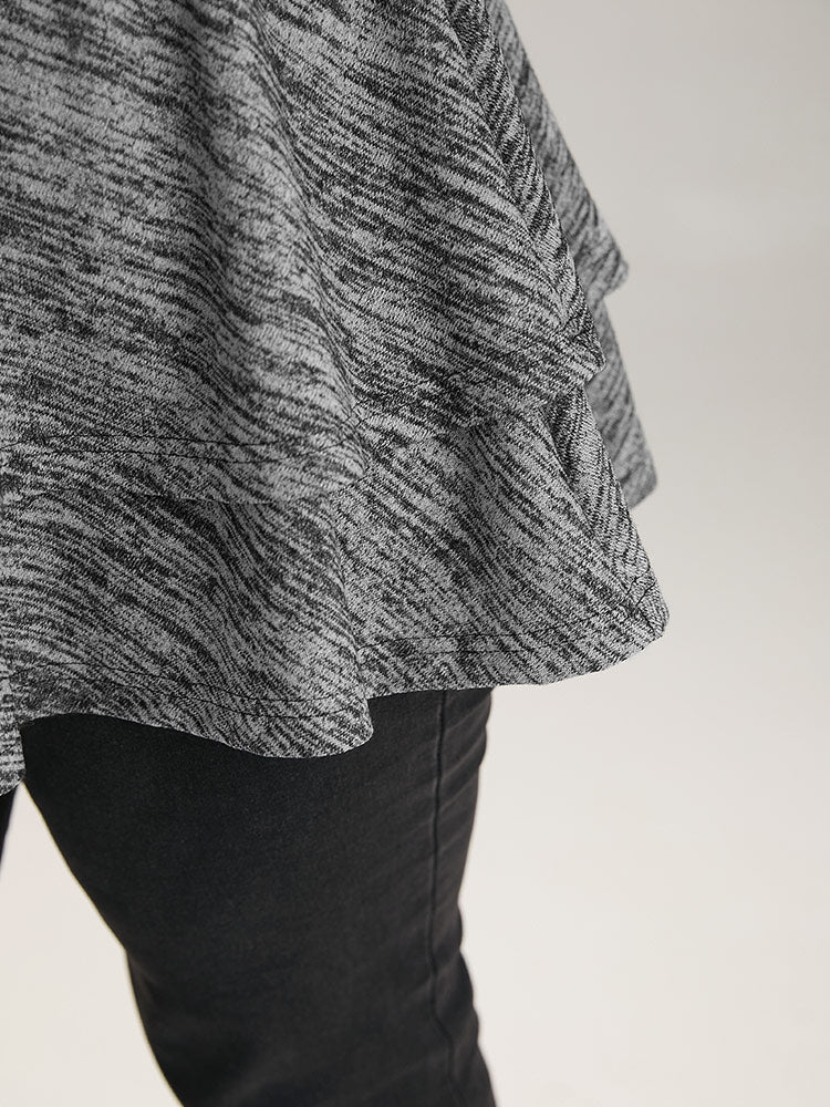 Plain Ruffle Layered Hem T-shirt Plain Ruffle Layered Hem T-shirt