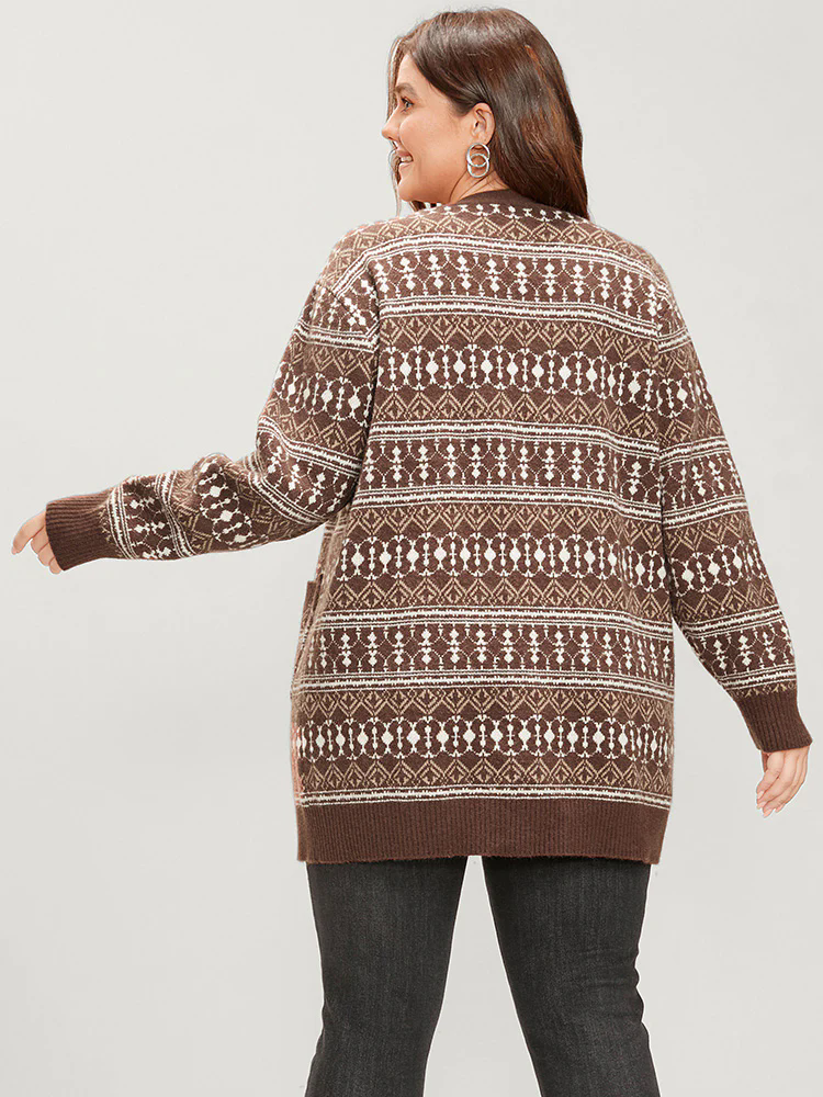 Bandana Contrast Super Soft Knit Pocket Open Front Cardigan Bandana Contrast Super Soft Knit Pocket Open Front Cardigan