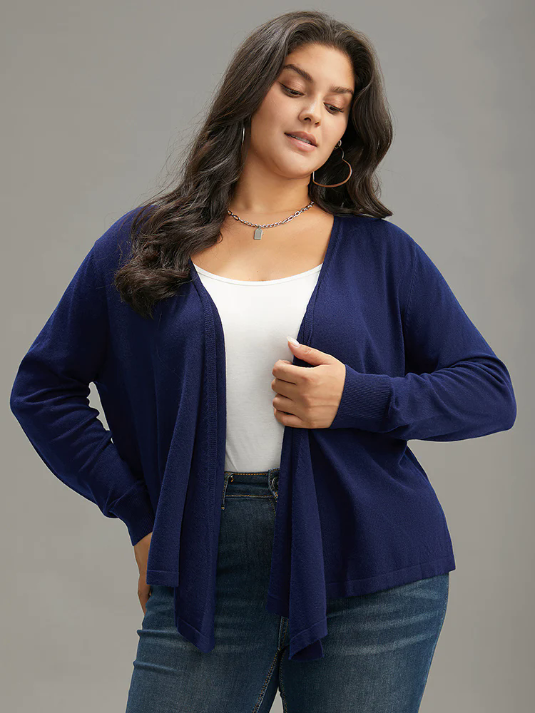 Supersoft Essentials Asymmetrical Hem Elastic Cuffs Cardigan Supersoft Essentials Asymmetrical Hem Elastic Cuffs Cardigan