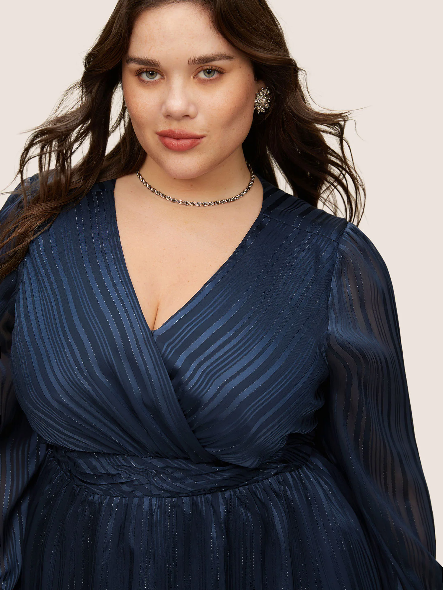Texture Ruched Mesh Wrap Blouse Texture Ruched Mesh Wrap Blouse