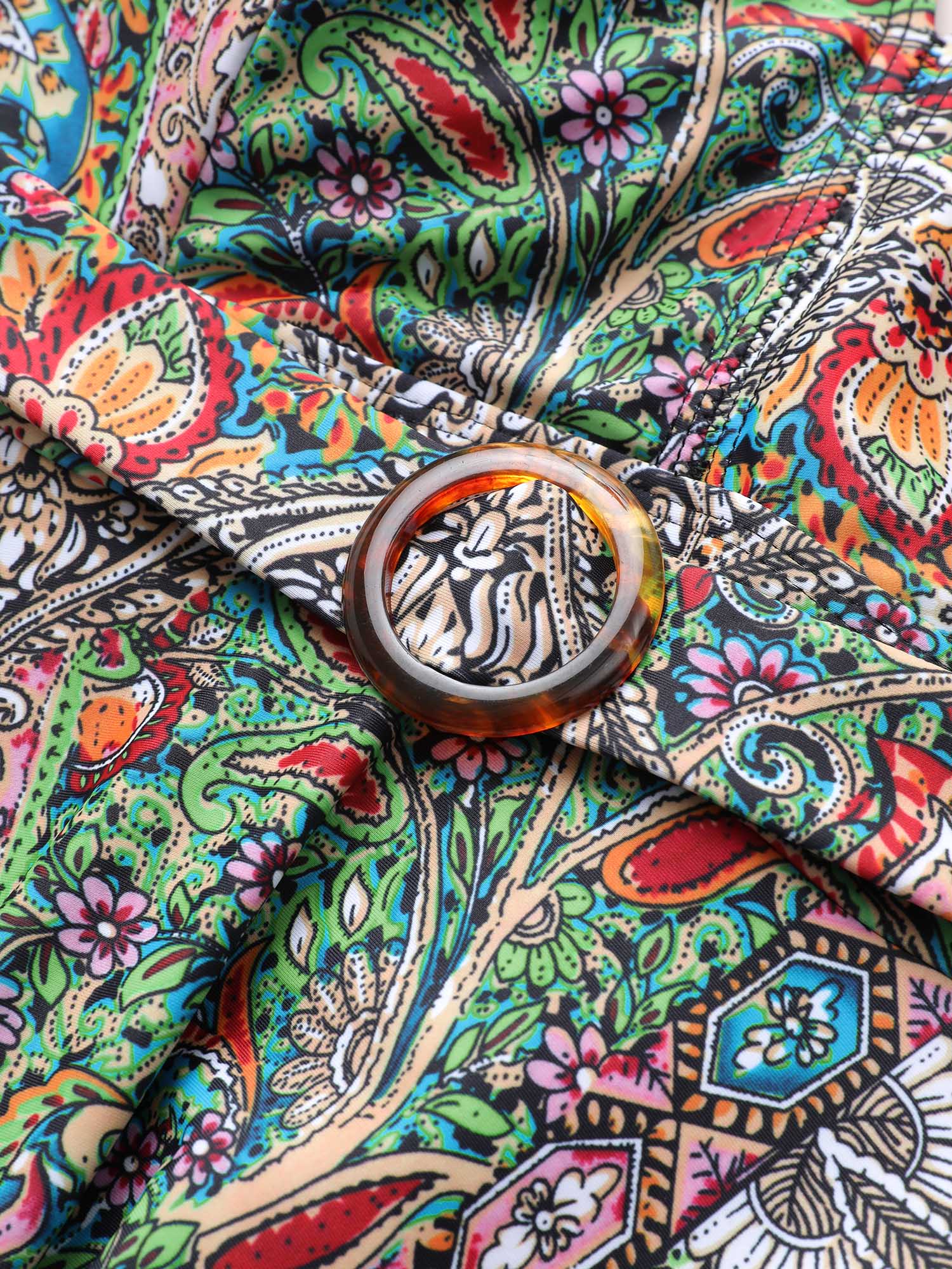 Bandana Print Buckle Detail Gathered Swim Dress Bandana Print Buckle Detail Gathered Swim Dress