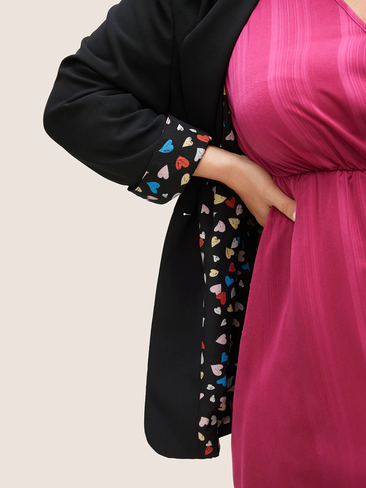 Colour Heart Lined Suit Collar Pocket Blazer Colour Heart Lined Suit Collar Pocket Blazer