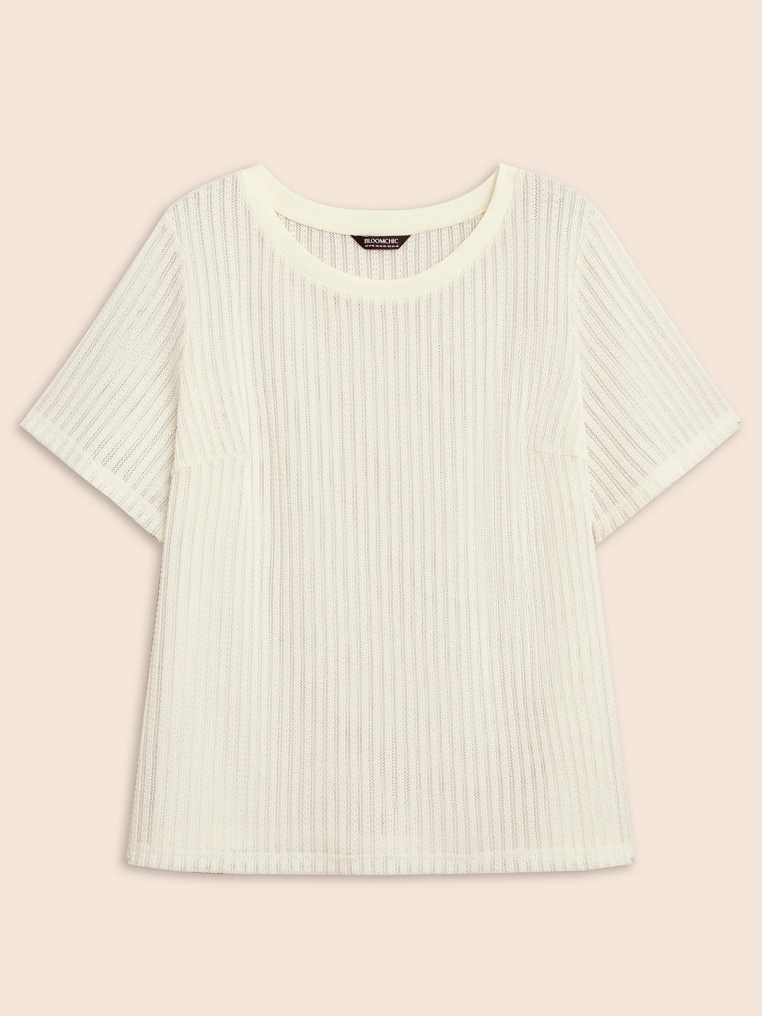 Round Neck Pointelle Knit T-shirt Round Neck Pointelle Knit T-shirt