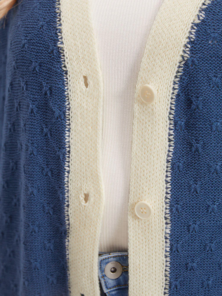 Two Tone Textured Button Through Cardigan Two Tone Textured Button Through Cardigan