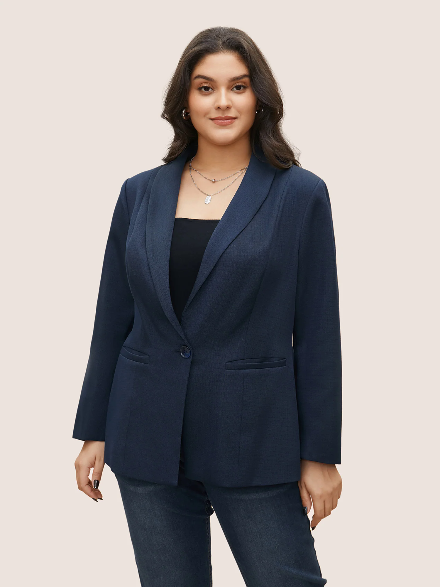 Suit Collar Solid Pocket Button Up Blazer Suit Collar Solid Pocket Button Up Blazer