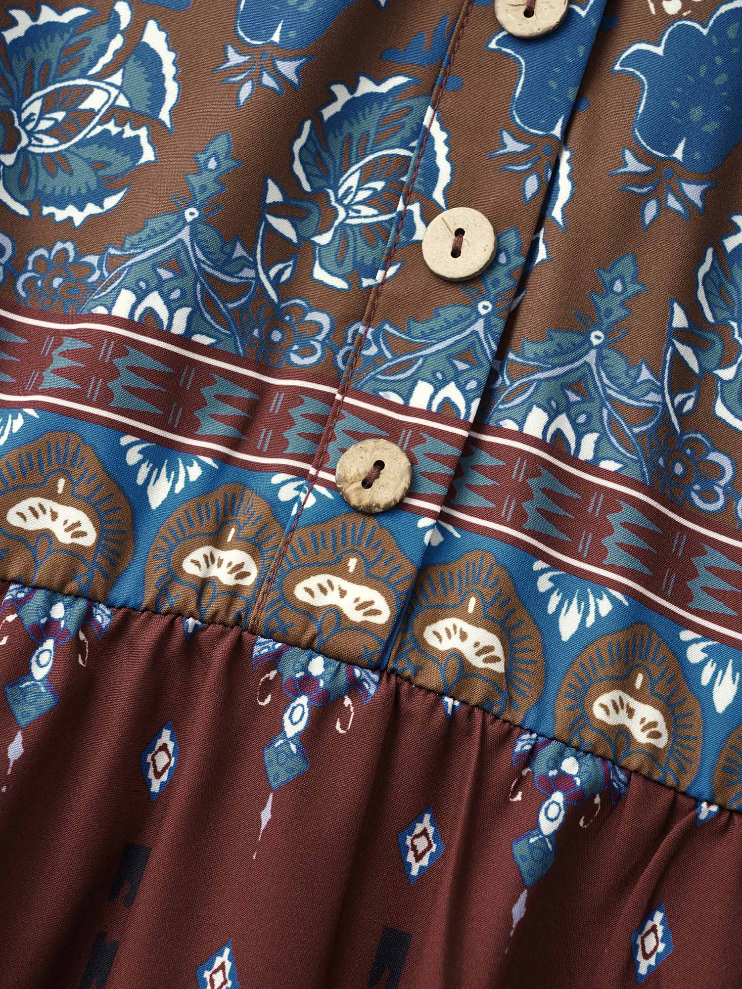 Bandana Print Notched Button Detail Dress Bandana Print Notched Button Detail Dress