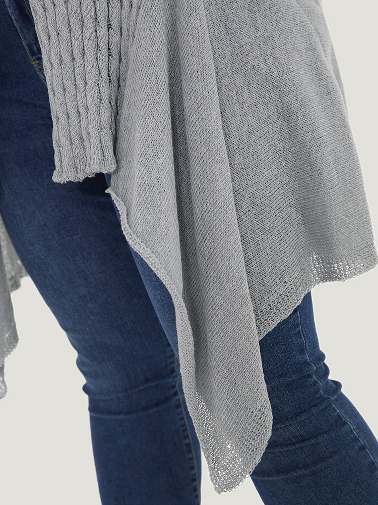 Cable Knit Open Front Asymmetrical Hem Cardigan Cable Knit Open Front Asymmetrical Hem Cardigan