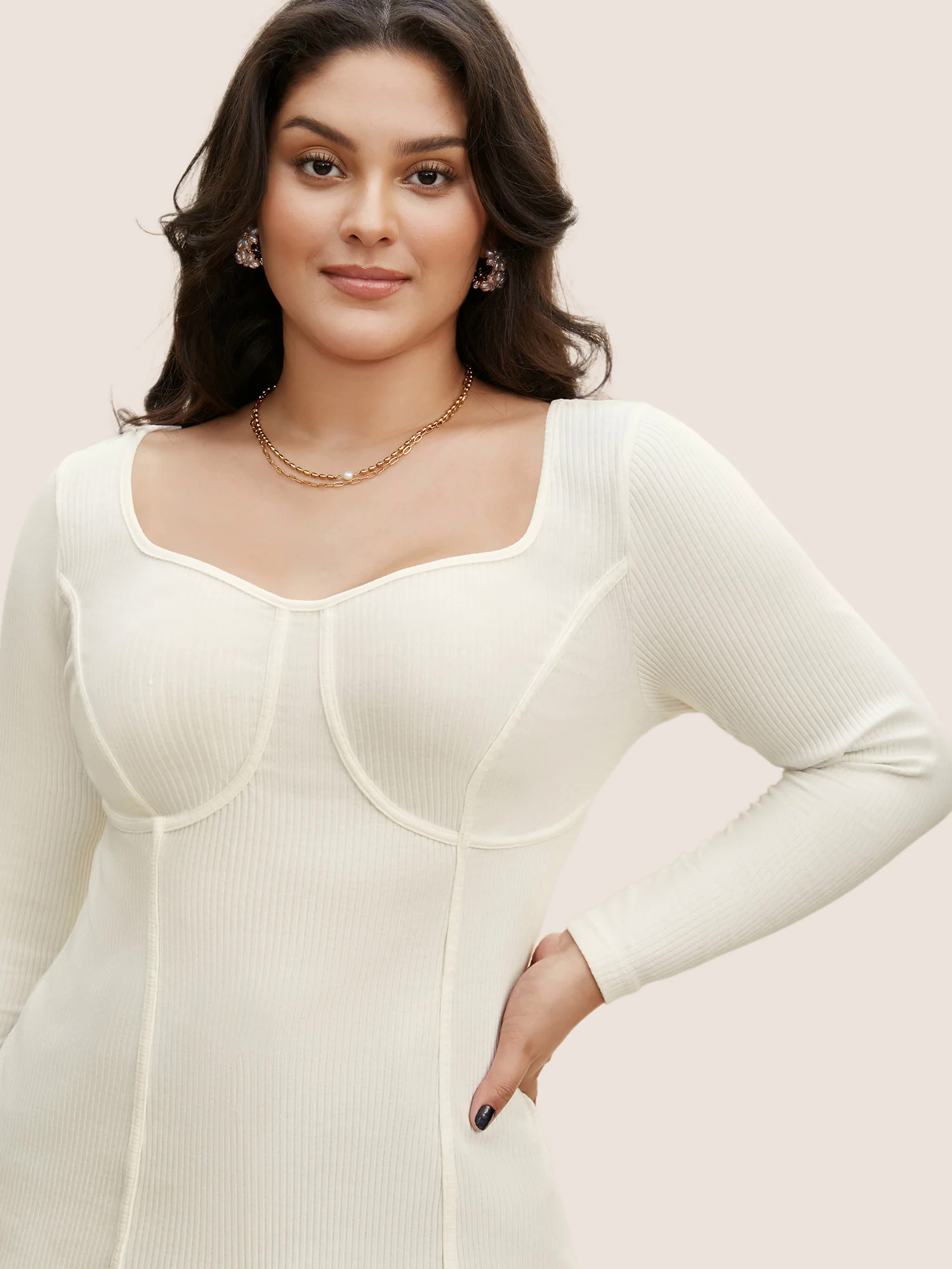 Cotton Asymmetrical Neck  Tucked Seam Knit T-shirt Cotton Asymmetrical Neck  Tucked Seam Knit T-shirt