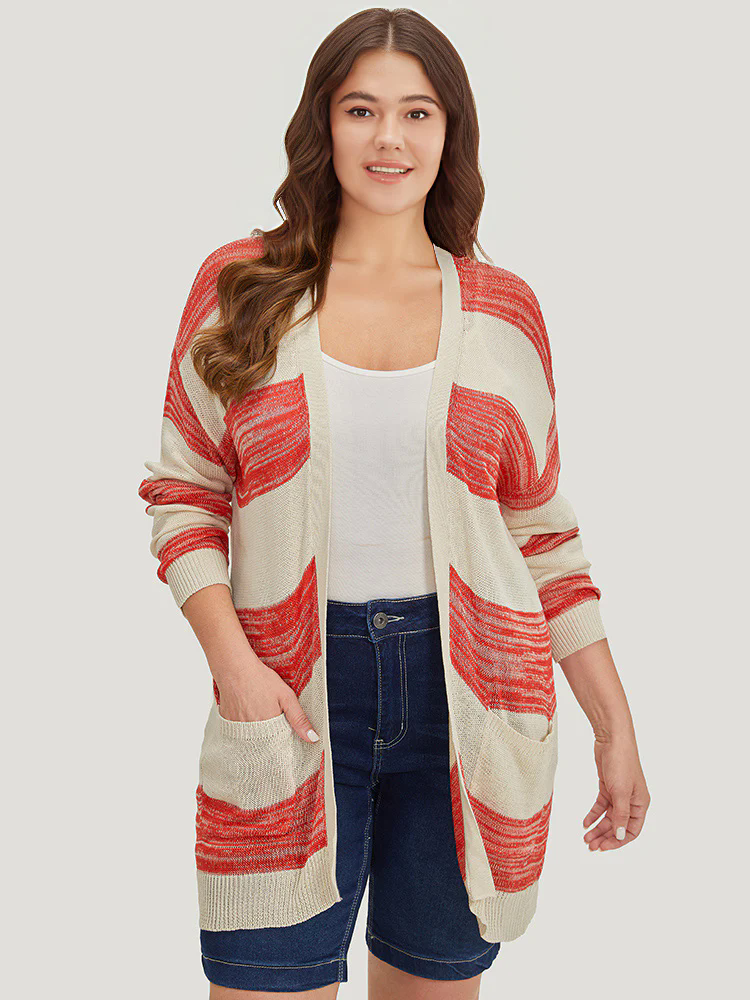 Two Tone Pocket Open Front Cardigan Two Tone Pocket Open Front Cardigan