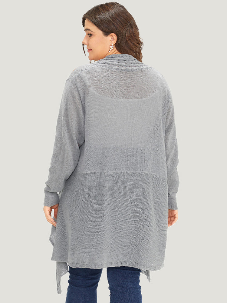 Cable Knit Open Front Asymmetrical Hem Cardigan Cable Knit Open Front Asymmetrical Hem Cardigan