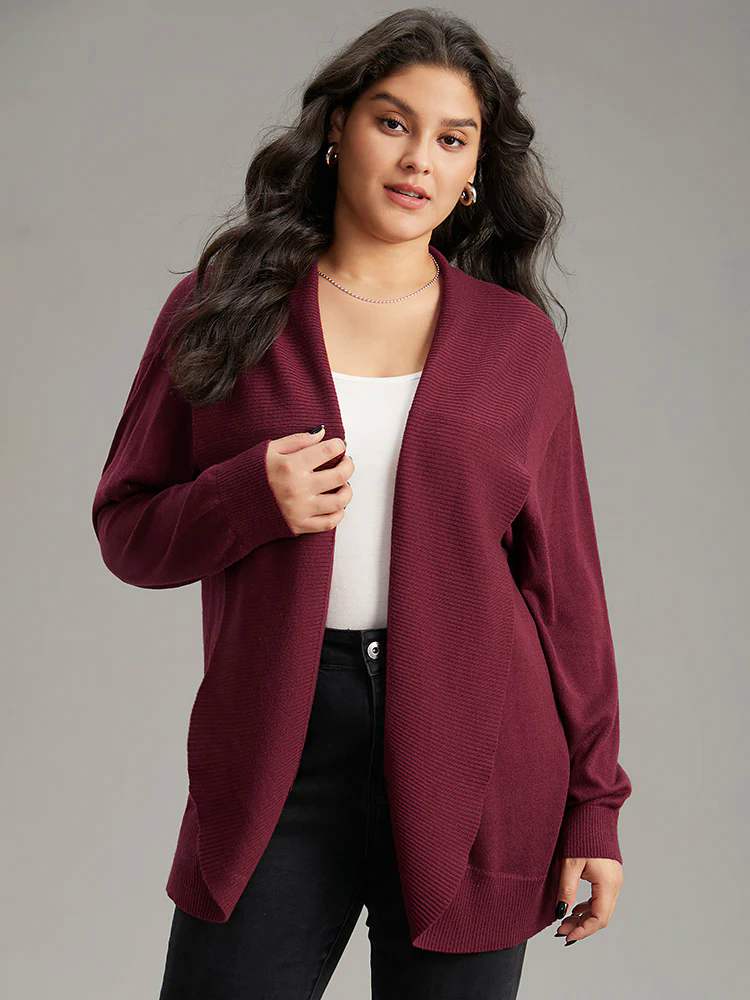 Supersoft Essentials Plain Texture Arc Hem Cardigan Supersoft Essentials Plain Texture Arc Hem Cardigan