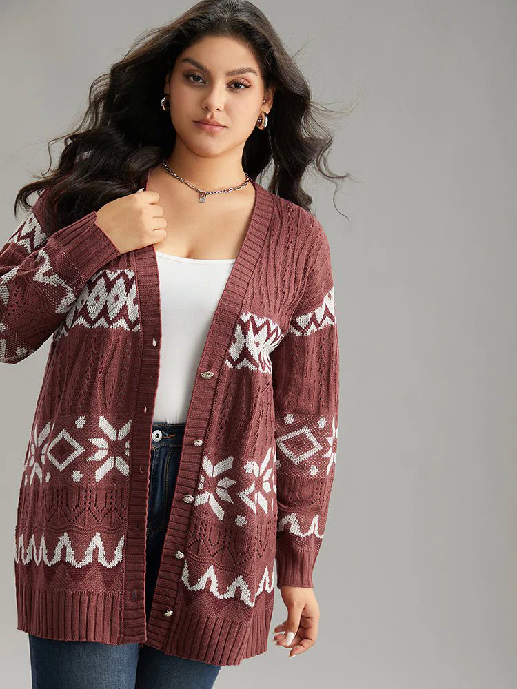 Bandana Print Eyelet Metal Button Fly Cardigan Bandana Print Eyelet Metal Button Fly Cardigan