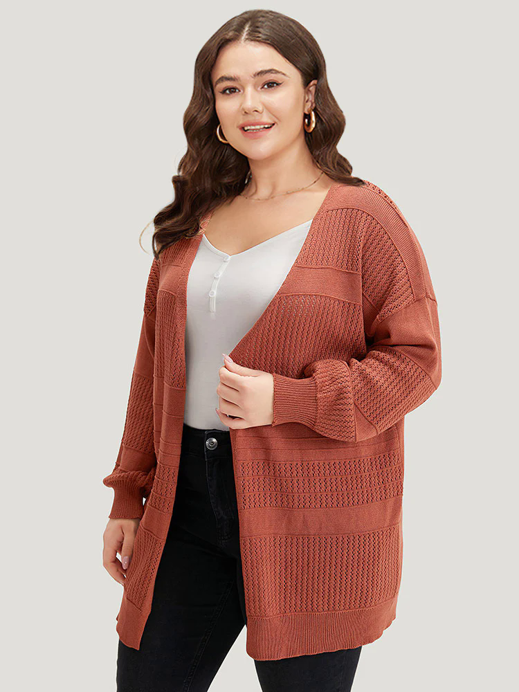 Plain Open Front Lantern Sleeve Cardigan Plain Open Front Lantern Sleeve Cardigan
