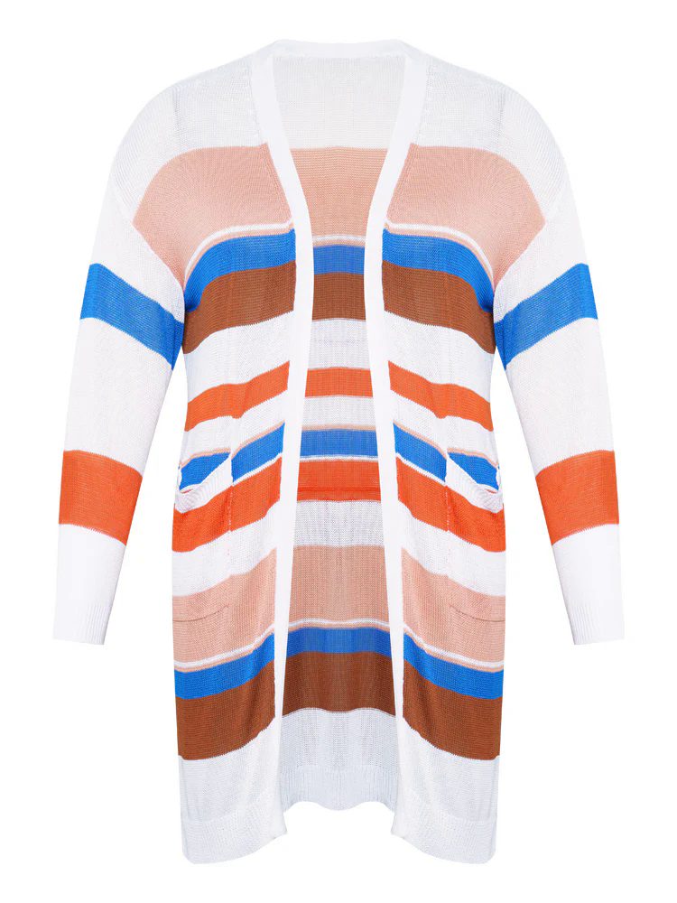 Colorblock Contrast Pocket Tunic Open Front Cardigan Colorblock Contrast Pocket Tunic Open Front Cardigan