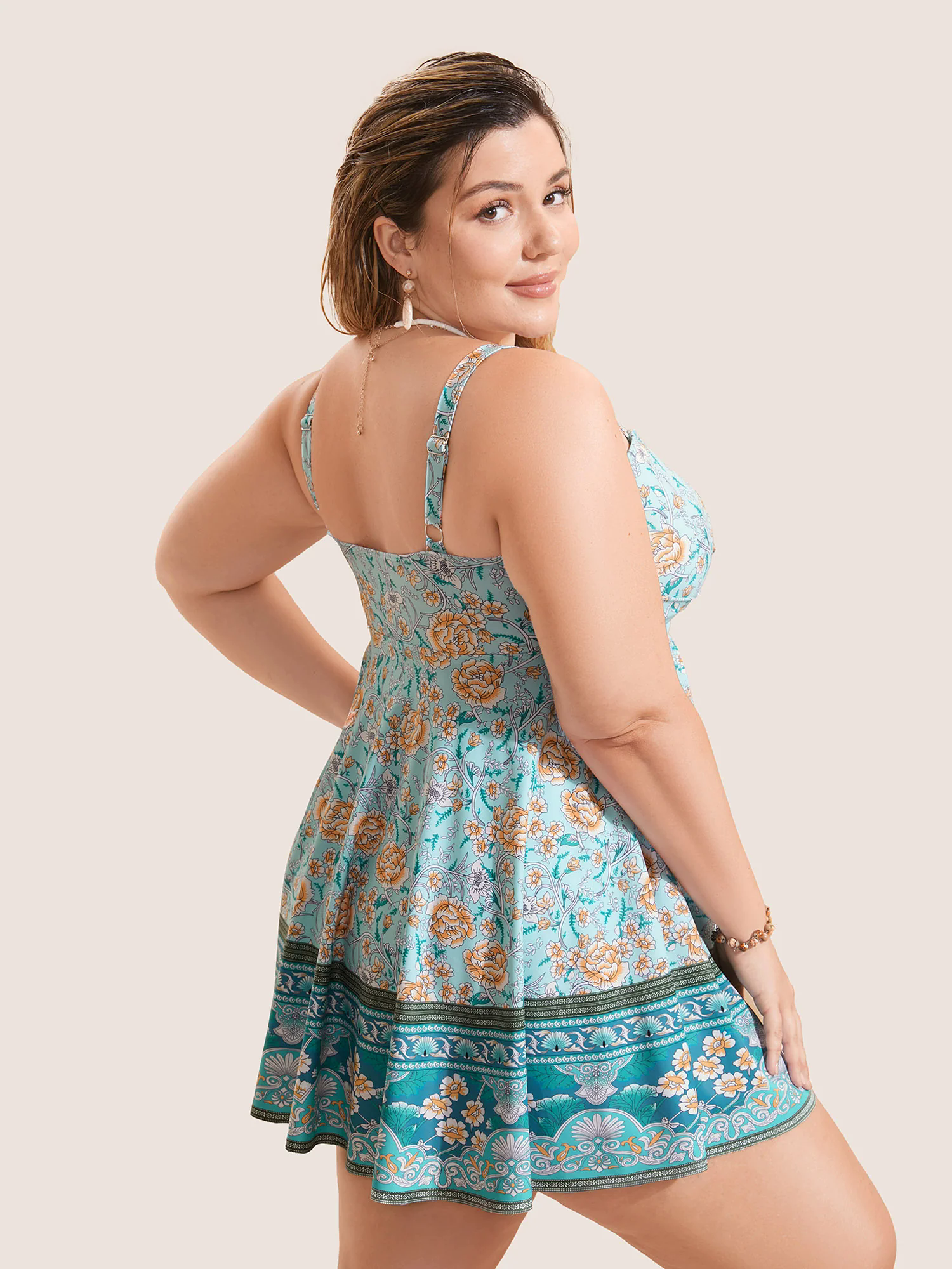 Bandana Print Crossover Adjustable Straps Swim Dress Bandana Print Crossover Adjustable Straps Swim Dress