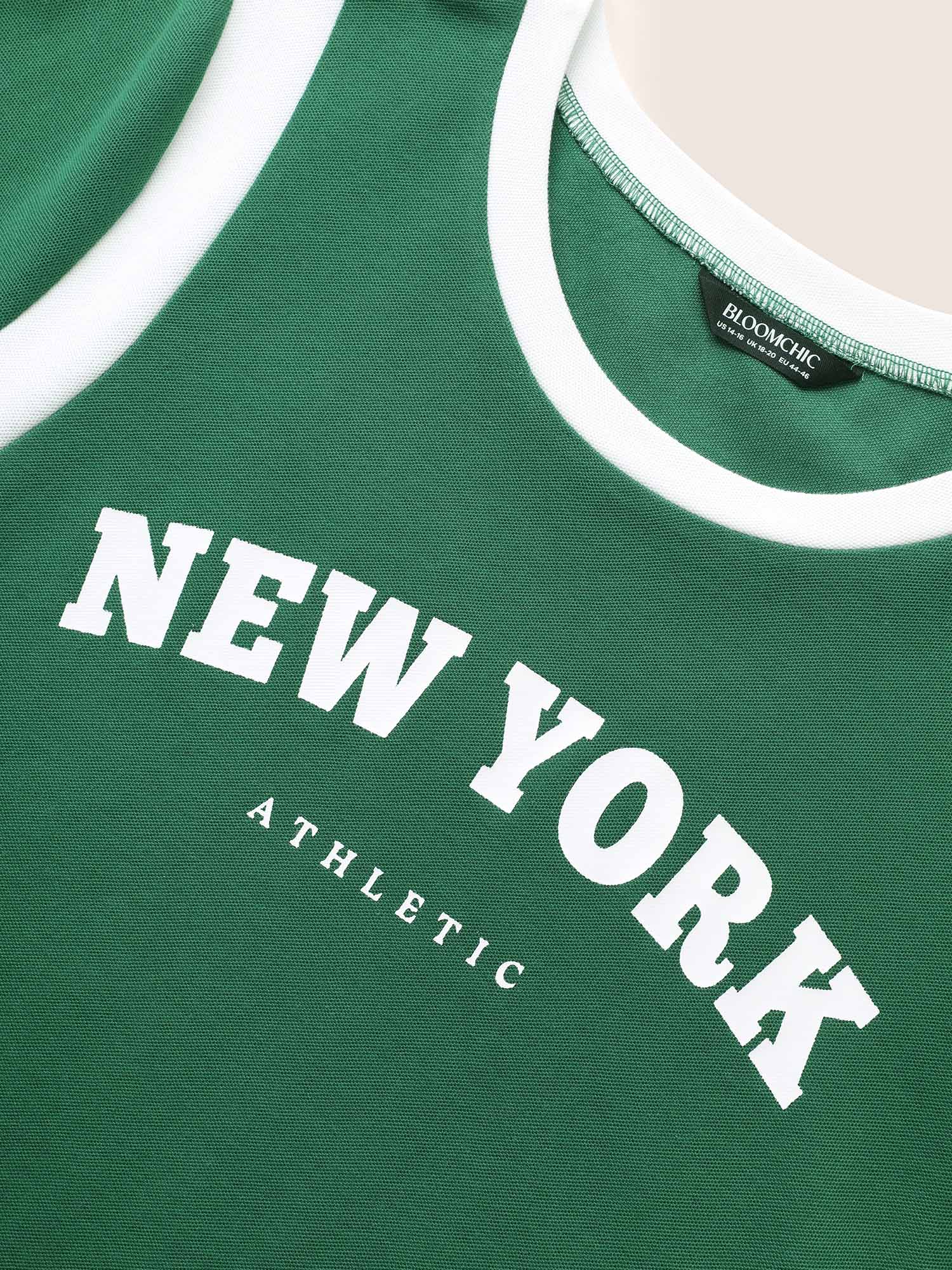 Contrast Letter Print Round Neck T-shirt Contrast Letter Print Round Neck T-shirt