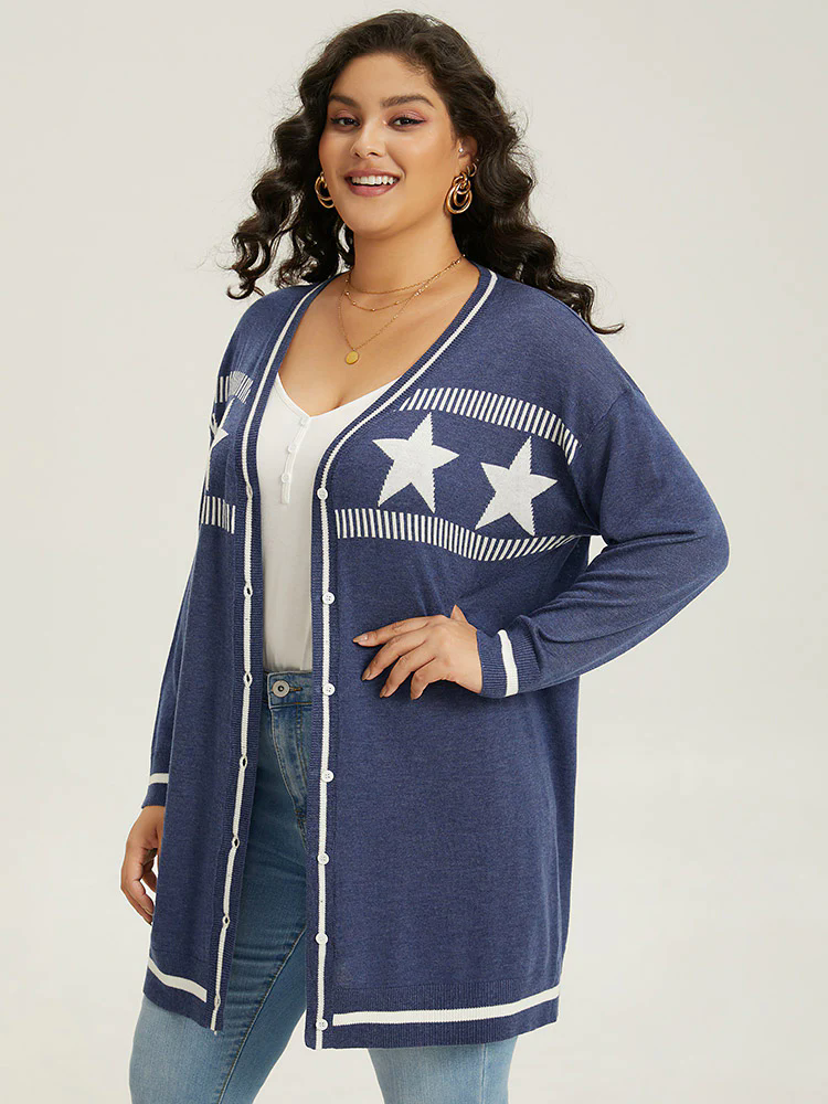 Supersoft Essentials Star Contrast Trim Button Through Cardigan Supersoft Essentials Star Contrast Trim Button Through Cardigan