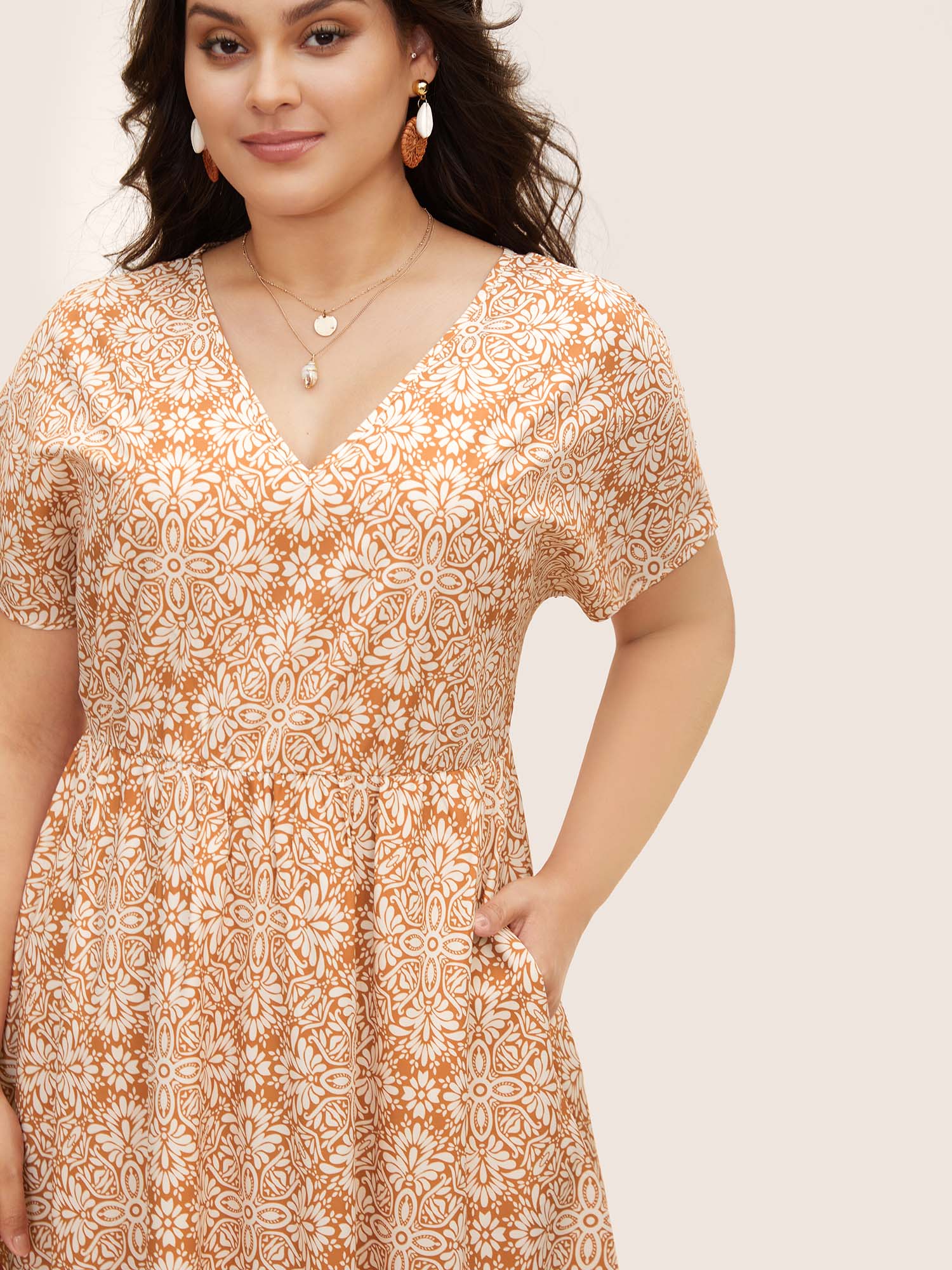 V Neck Bandana Dolman Sleeve Midi Dress V Neck Bandana Dolman Sleeve Midi Dress