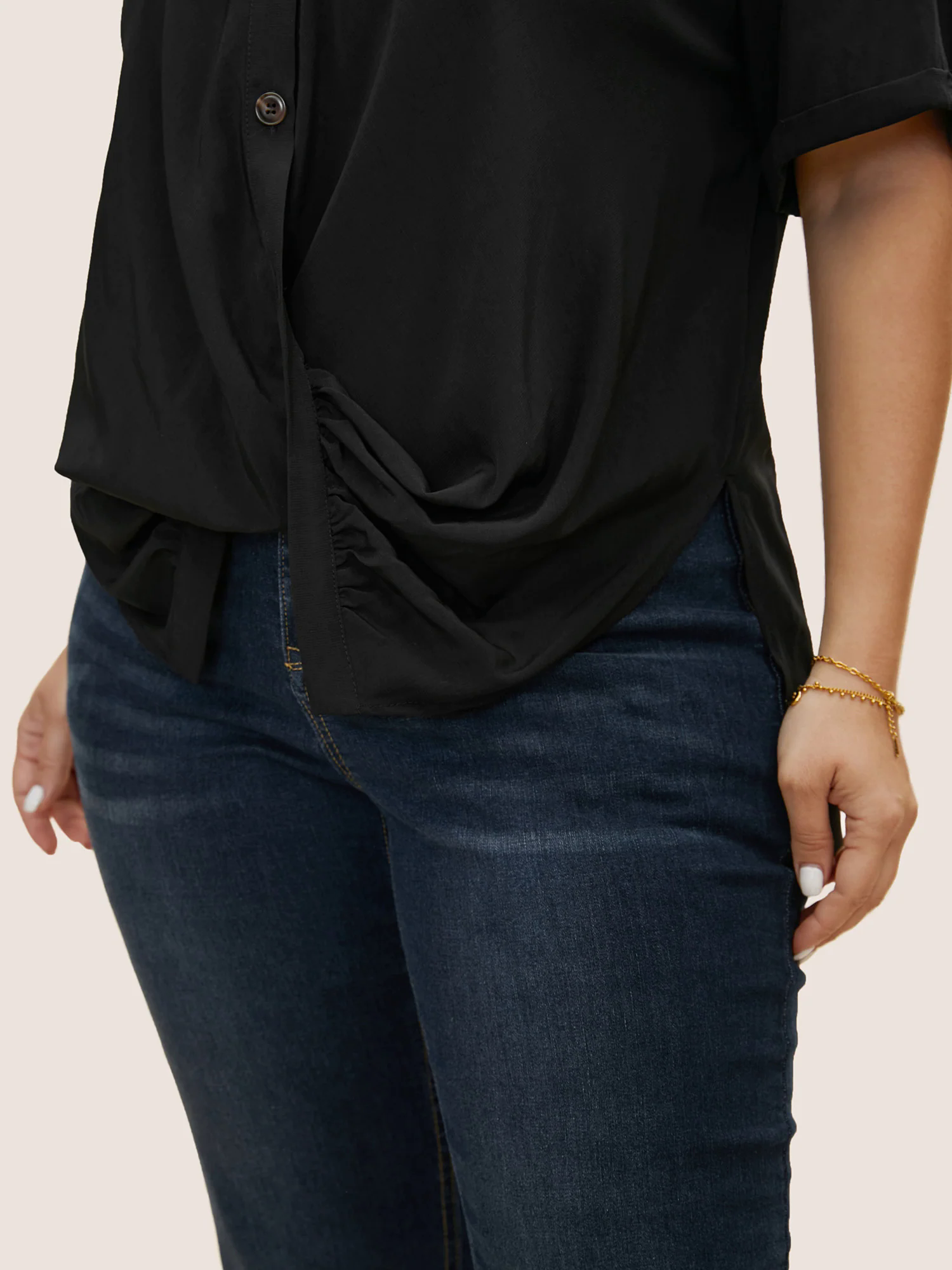 Shirt Collar Twist Front Button Up Blouse Shirt Collar Twist Front Button Up Blouse