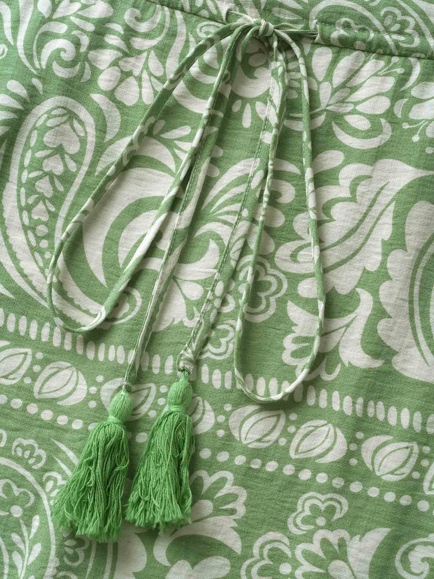 Boho Print Drawstring Tassels Midi Dress Boho Print Drawstring Tassels Midi Dress