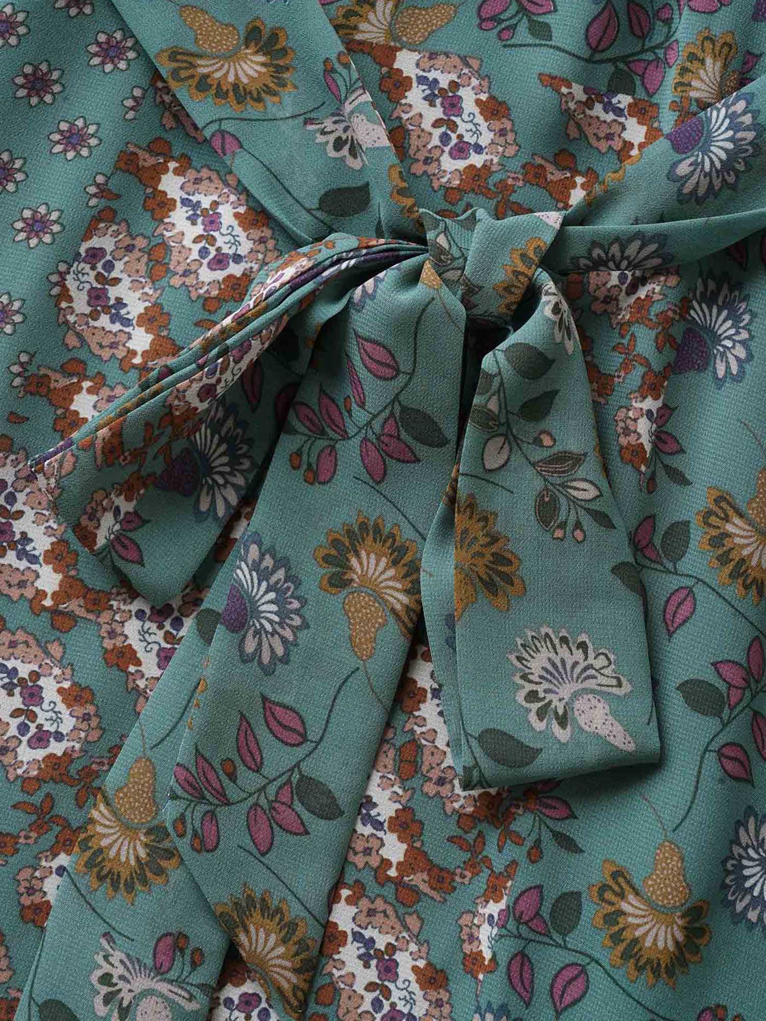Chiffon Boho Print Wrap Belted Cami Dress Chiffon Boho Print Wrap Belted Cami Dress