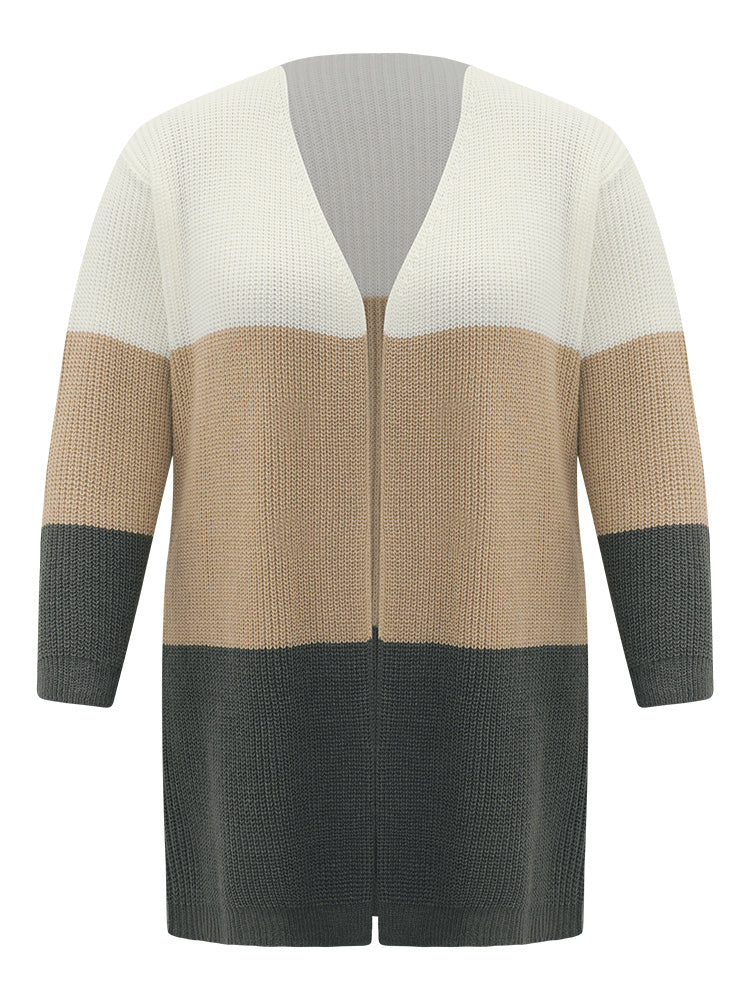 Colorblock Contrast Open Front Cardigan Colorblock Contrast Open Front Cardigan