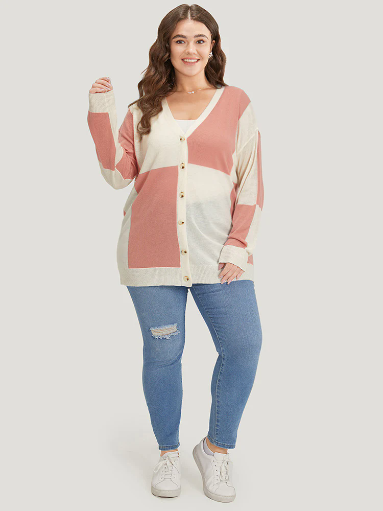 Supersoft Essentials Colorblock Two Tone Button Up Cardigan Supersoft Essentials Colorblock Two Tone Button Up Cardigan