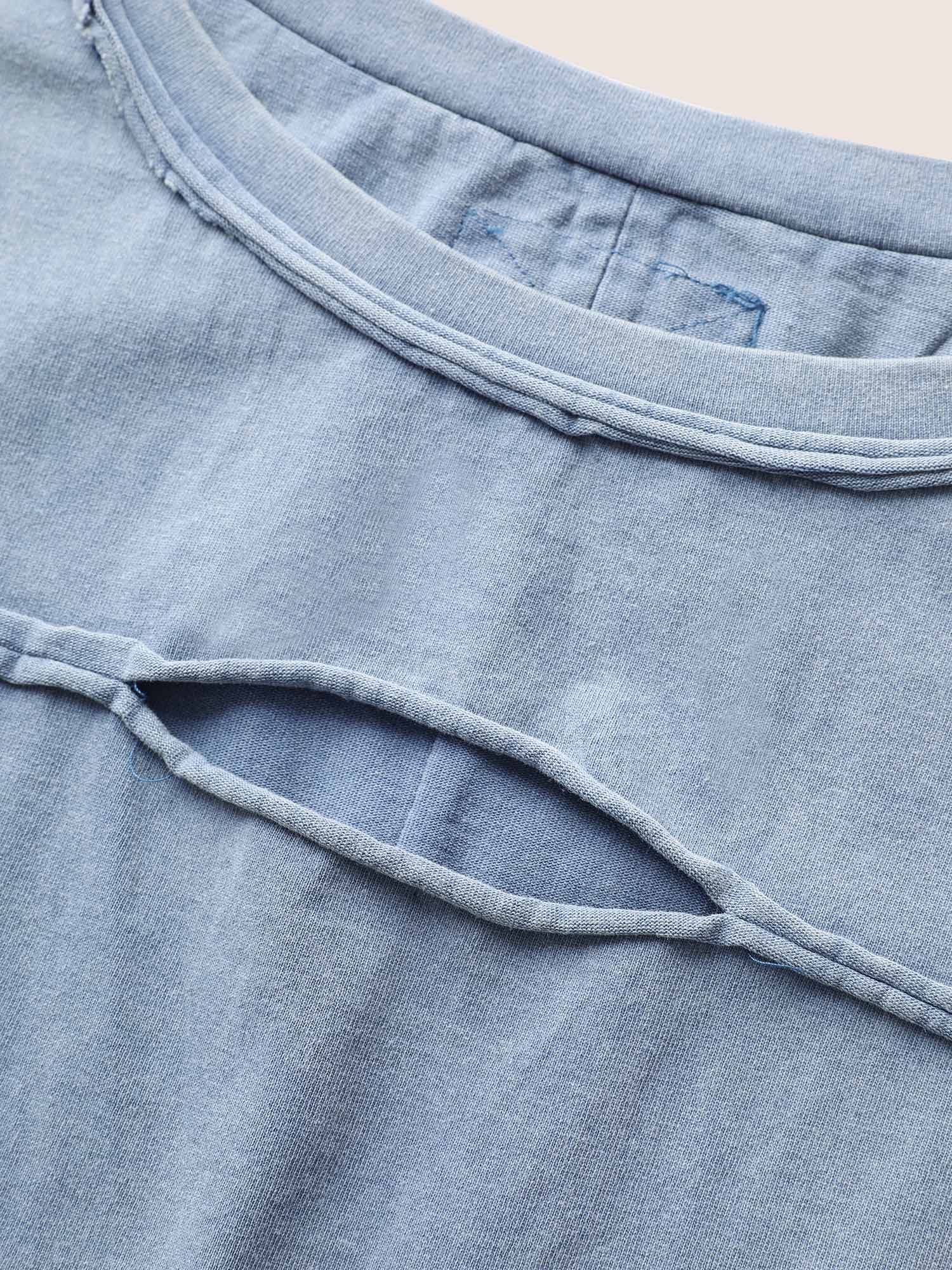 Vintage Cut Out Roll Hem Batwing Sleeve T-shirt Vintage Cut Out Roll Hem Batwing Sleeve T-shirt