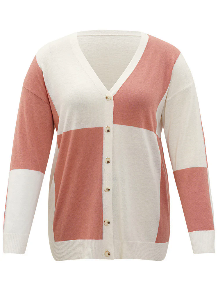 Supersoft Essentials Colorblock Two Tone Button Up Cardigan Supersoft Essentials Colorblock Two Tone Button Up Cardigan