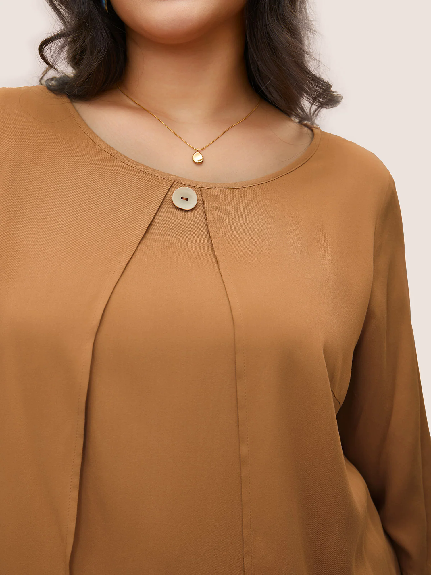 Solid Tiered Button Detail Ruffle Sleeve Blouse Solid Tiered Button Detail Ruffle Sleeve Blouse