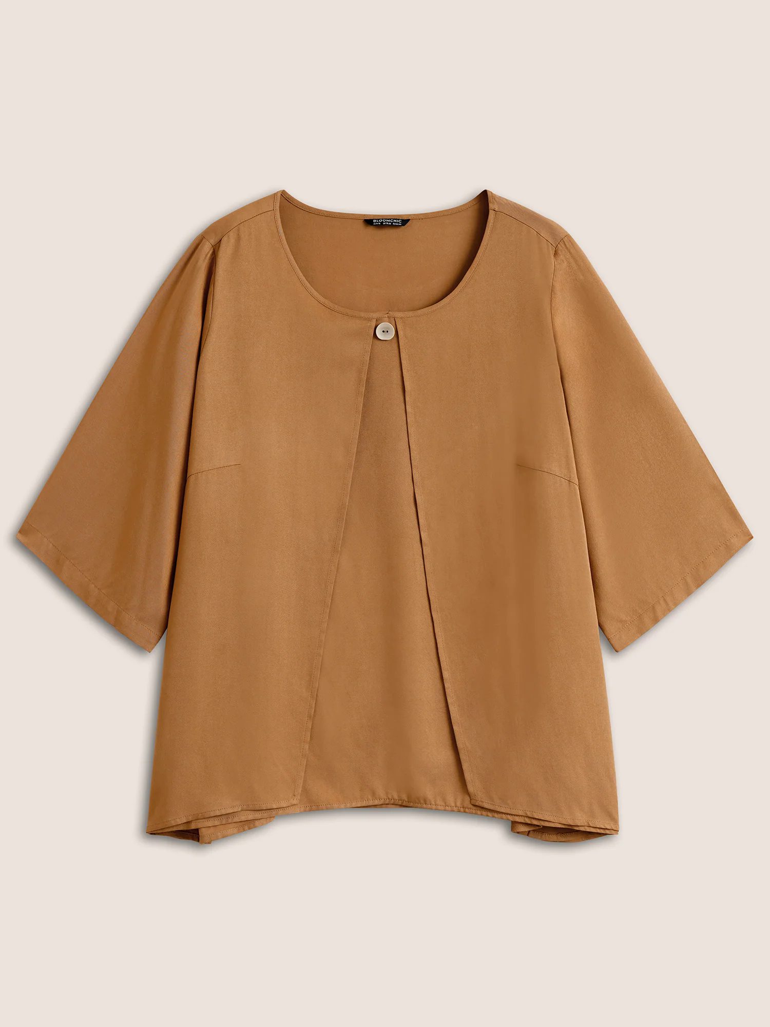 Solid Tiered Button Detail Ruffle Sleeve Blouse Solid Tiered Button Detail Ruffle Sleeve Blouse