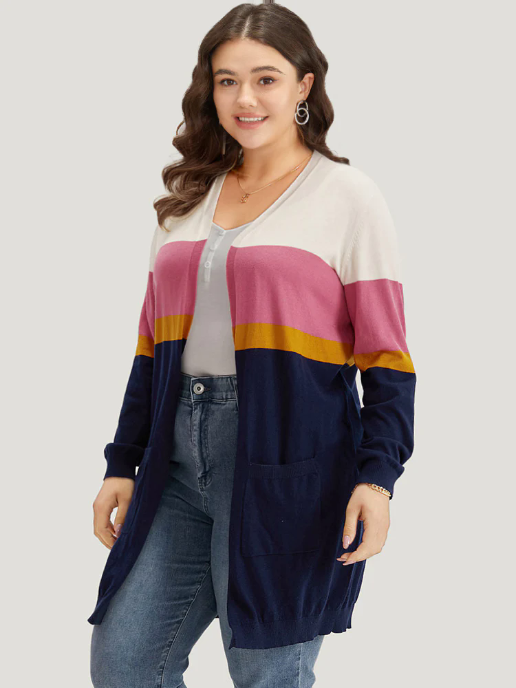 Supersoft Essentials Contrast Open Front Tunic Cardigan Supersoft Essentials Contrast Open Front Tunic Cardigan