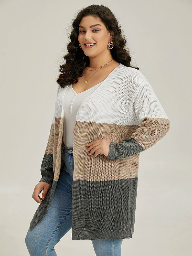Colorblock Contrast Open Front Cardigan Colorblock Contrast Open Front Cardigan