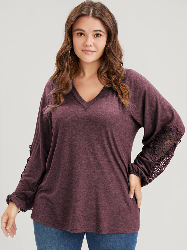 Solid Cut Out Eyelet Lace Long Tee Solid Cut Out Eyelet Lace Long Tee