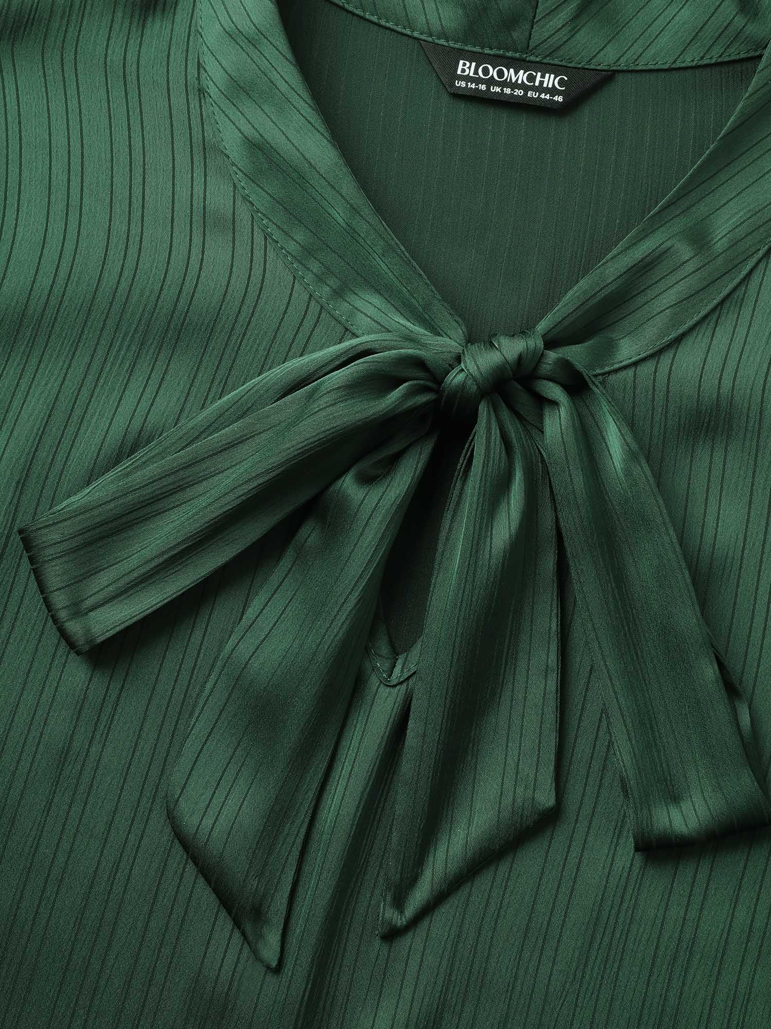 Plain Knot Neck Ruffle Sleeve Blouse Plain Knot Neck Ruffle Sleeve Blouse