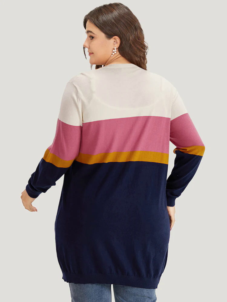 Supersoft Essentials Contrast Open Front Tunic Cardigan Supersoft Essentials Contrast Open Front Tunic Cardigan