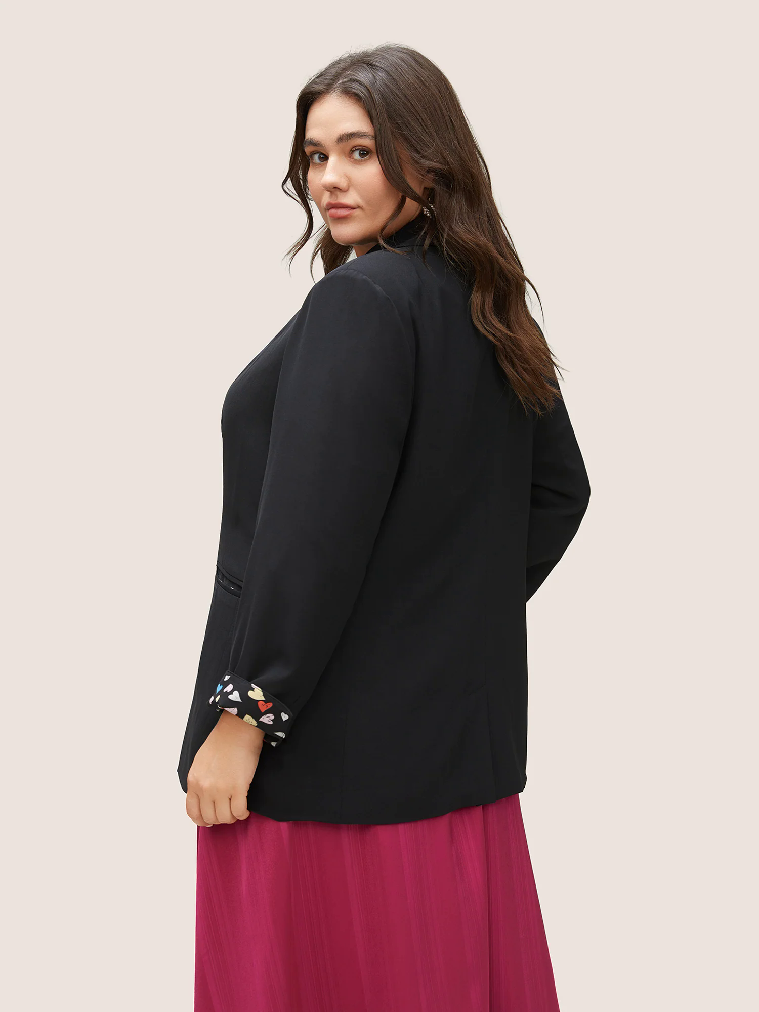 Colour Heart Lined Suit Collar Pocket Blazer Colour Heart Lined Suit Collar Pocket Blazer